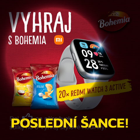 POSLEDNÍ ŠANCE VYHRÁT HODINKY XIAOMI REDMI WATCH 3 ACTIVE!